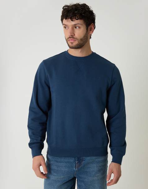 Threadbare Cotton blend crew neck sweatshirt in dark blue - view 1