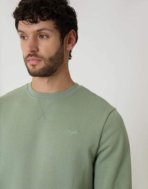 Threadbare Cotton blend crew neck sweatshirt in green, 3 of 4