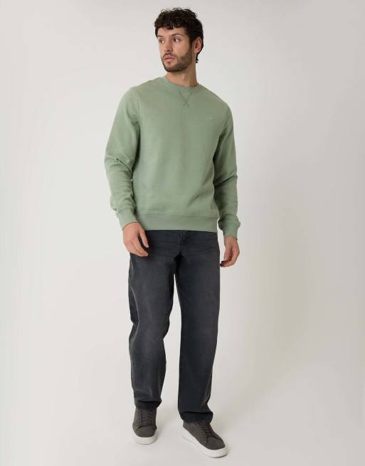 Threadbare Cotton blend crew neck sweatshirt in green, 4 of 4