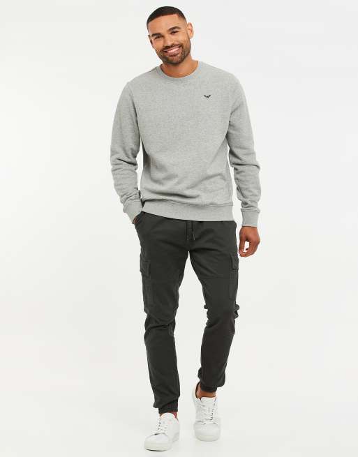 Threadbare Cotton blend crew neck sweatshirt in light grey, 2 of 4