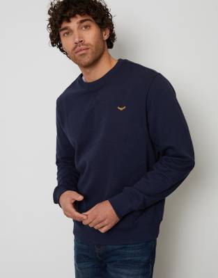 Threadbare Cotton Blend Crew Neck Sweatshirt In Blue
