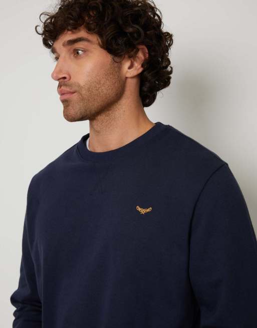 Threadbare Cotton blend crew neck sweatshirt in navy, 3 of 4