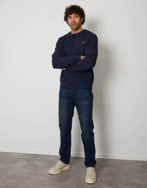 Threadbare Cotton blend crew neck sweatshirt in navy, 4 of 4