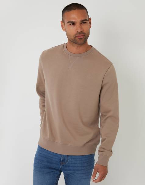 Threadbare Cotton blend crew neck sweatshirt in taupe - view 1