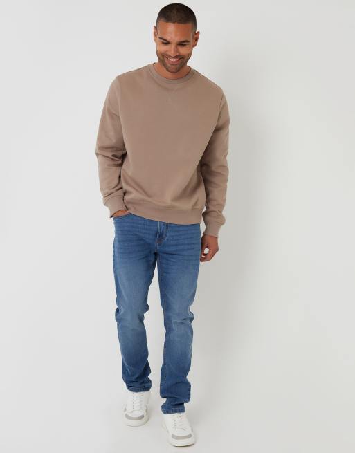 Threadbare Cotton blend crew neck sweatshirt in taupe, 2 of 4