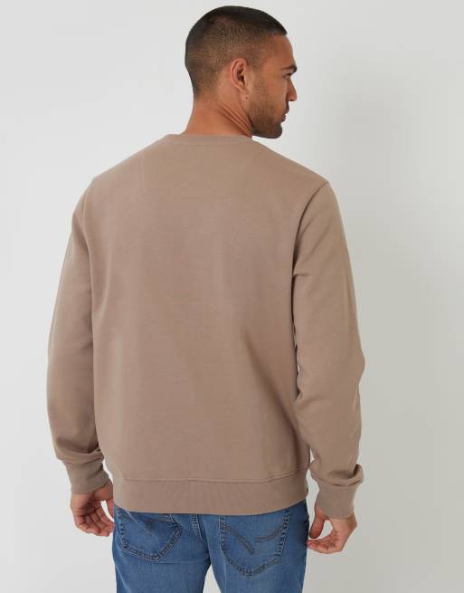 Threadbare Cotton blend crew neck sweatshirt in taupe, 3 of 4