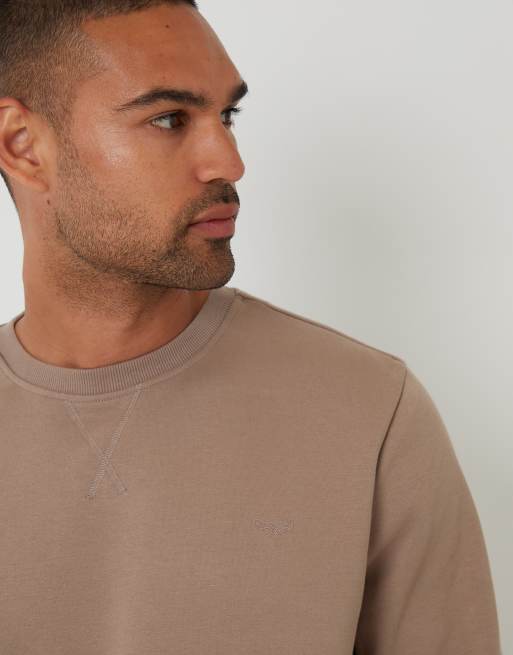 Threadbare Cotton blend crew neck sweatshirt in taupe, 4 of 4