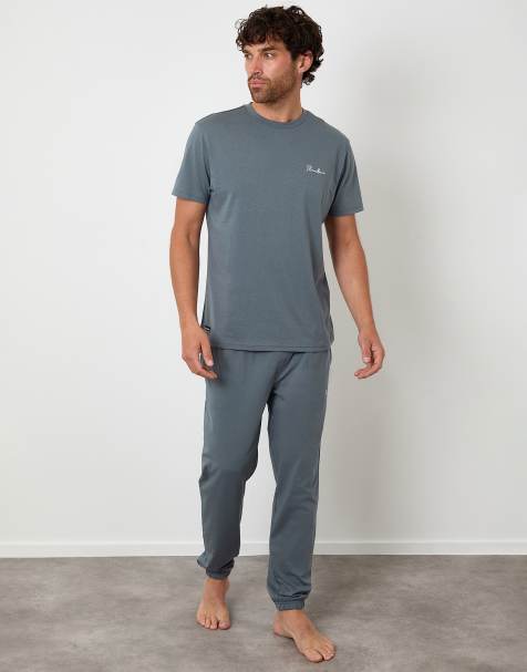 Threadbare Cotton blend jersey pyjama set in grey - view 1