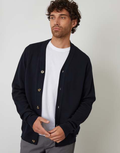 Threadbare Cotton blend knitted cardigan in navy - view 1