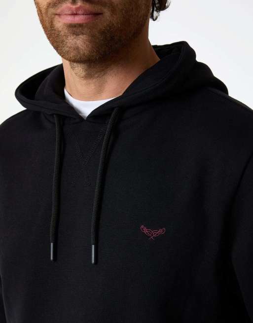 Threadbare Cotton blend pullover hoody in black, 3 of 4