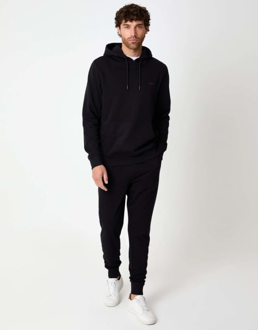 Threadbare Cotton blend pullover hoody in black, 4 of 4