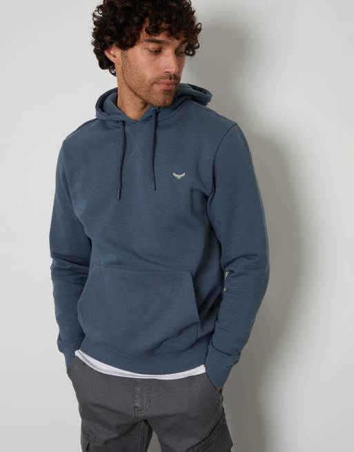 Threadbare Cotton blend pullover hoody in blue