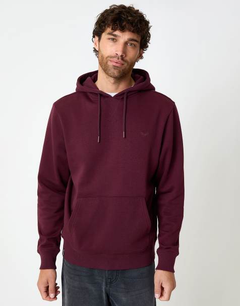 Threadbare Cotton blend pullover hoody in burgundy - view 1