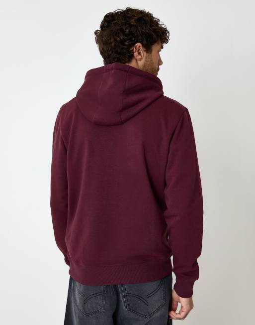 Threadbare Cotton blend pullover hoody in burgundy, 2 of 3