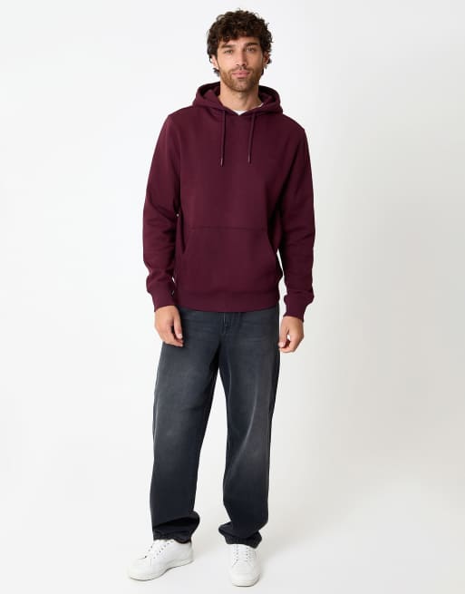Threadbare Cotton blend pullover hoody in burgundy, 3 of 3