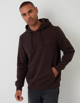 Threadbare Cotton blend pullover hoody in chocolate-Brown