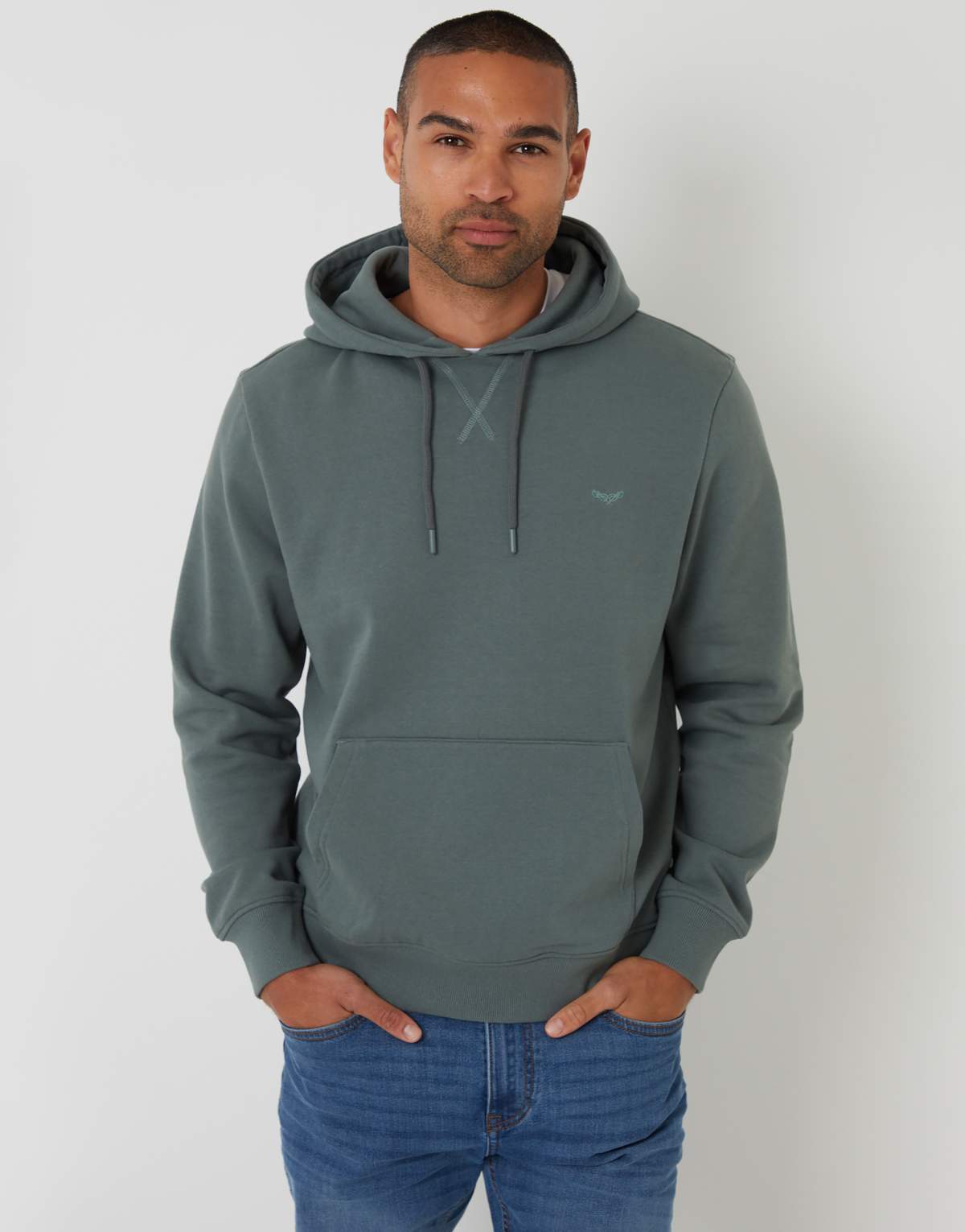 Threadbare Cotton blend pullover hoody in dark blue