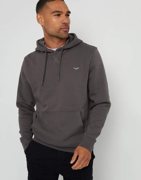 Threadbare Cotton blend pullover hoody in dark grey - view 1