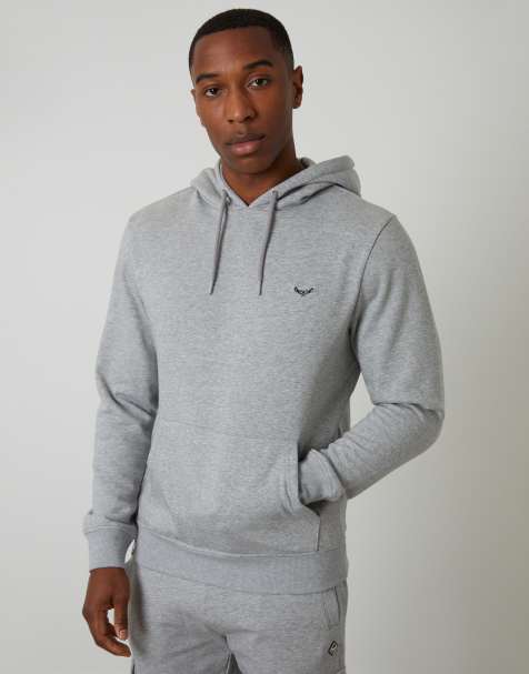 Threadbare Cotton blend pullover hoody in light grey - view 1