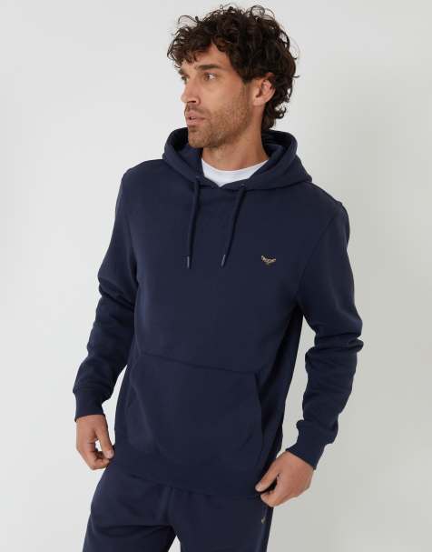 Threadbare Cotton blend pullover hoody in navy - view 1
