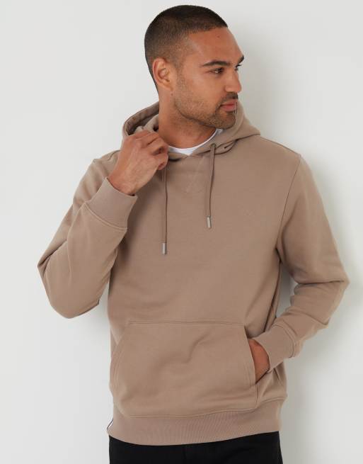 Threadbare Cotton blend pullover hoody in taupe