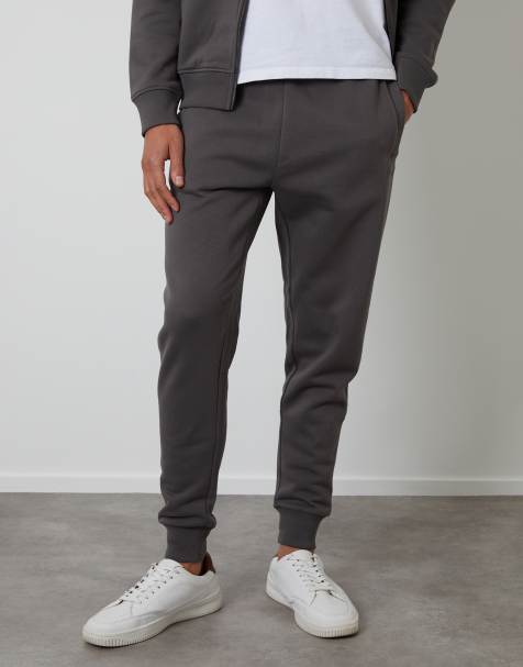 Threadbare Cotton blend regular fit joggers in dark grey - view 1