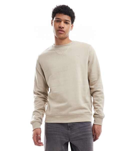 Threadbare Cotton blend 'satsuma' crew neck sweatshirt in stone - view 1