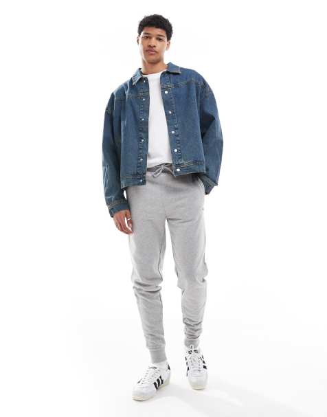Threadbare Cotton blend 'trifoliate' joggers in dark grey - view 1