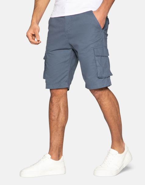 Threadbare Cotton 'bute' cargo shorts in blue - view 1