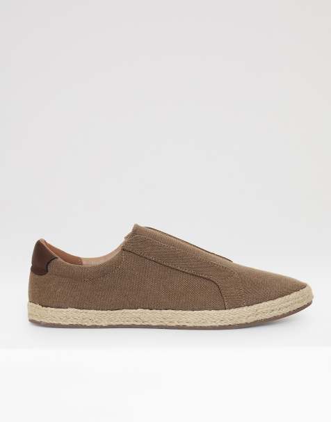 Threadbare Cotton canvas slip on espadrilles in brown - view 1