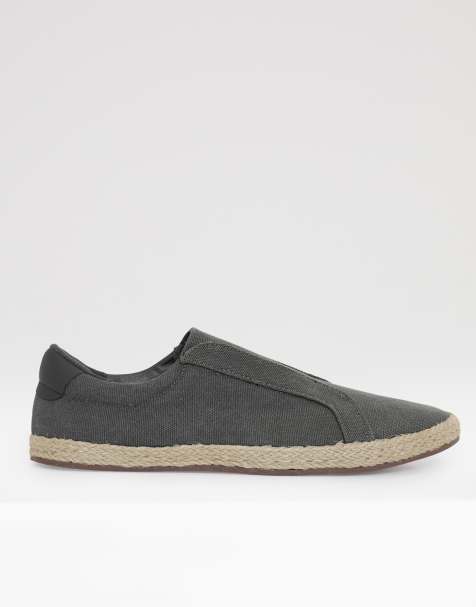 Threadbare Cotton canvas slip on espadrilles in grey - view 1