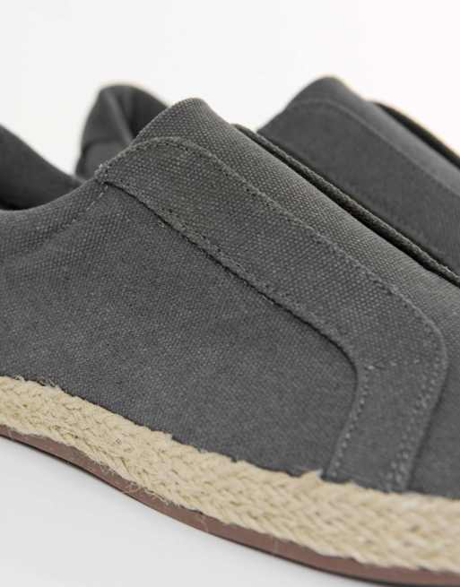 Threadbare Cotton canvas slip on espadrilles in grey, 3 of 4