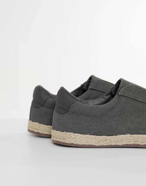 Threadbare Cotton canvas slip on espadrilles in grey, 4 of 4