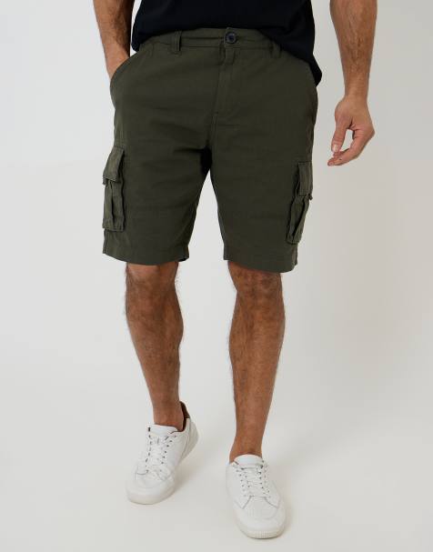 Threadbare Cotton cargo shorts in green - view 1