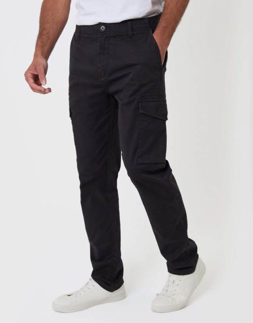 Threadbare Cotton cargo trousers with stretch in black, 2 of 5