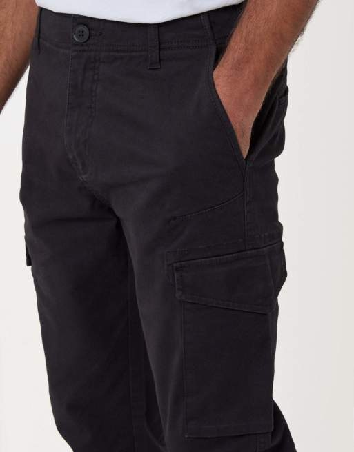 Threadbare Cotton cargo trousers with stretch in black, 3 of 5