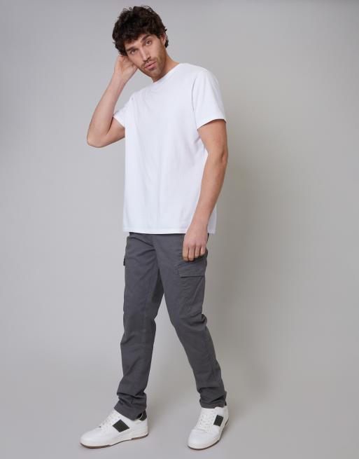 Threadbare Cotton cargo trousers with stretch in grey, 2 of 4