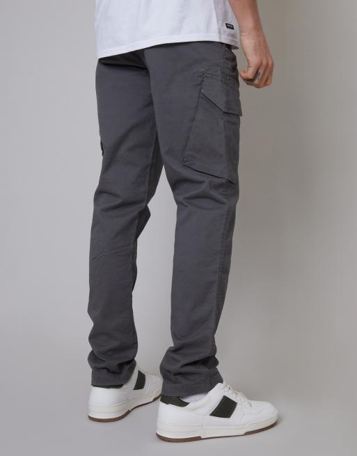 Threadbare Cotton cargo trousers with stretch in grey, 4 of 4