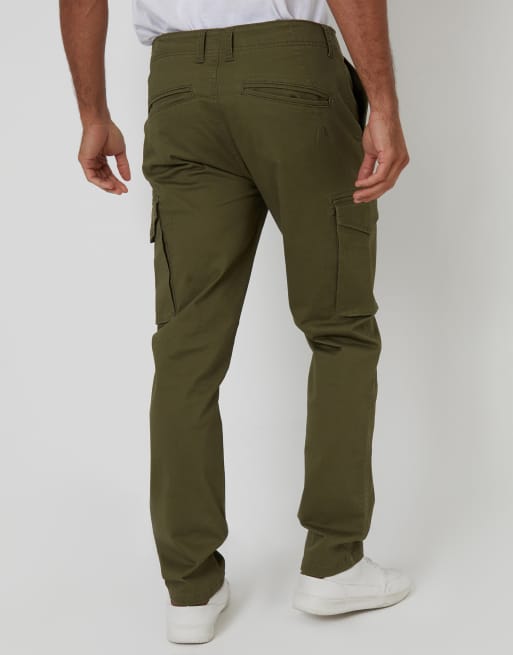 Threadbare Cotton cargo trousers with stretch in khaki, 4 of 4