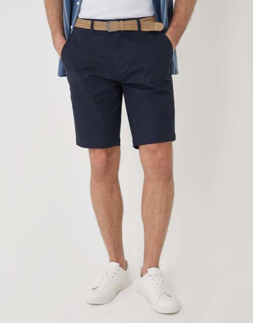 Threadbare Cotton chino shorts with woven belt in navy, 2 of 4