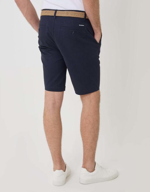 Threadbare Cotton chino shorts with woven belt in navy, 4 of 4