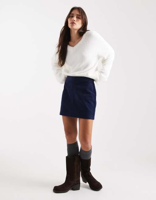 Threadbare cotton cord mini skirt in navy, 2 of 5