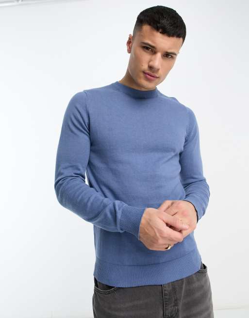 Threadbare cotton crew neck jumper in denim blue | ASOS