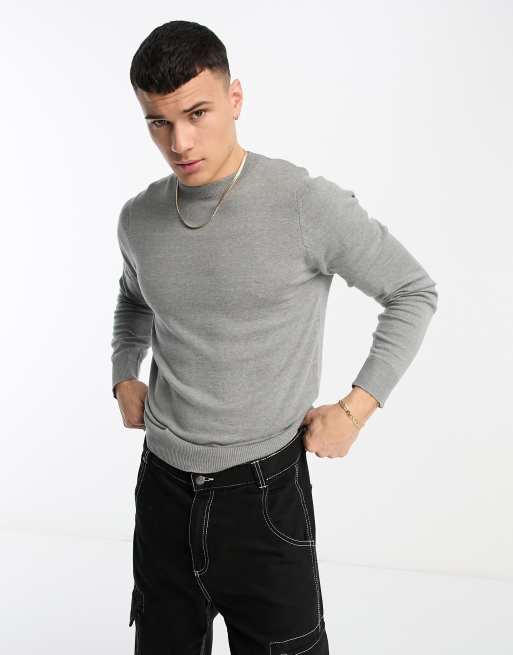 Threadbare cotton crew neck jumper in grey marl | ASOS