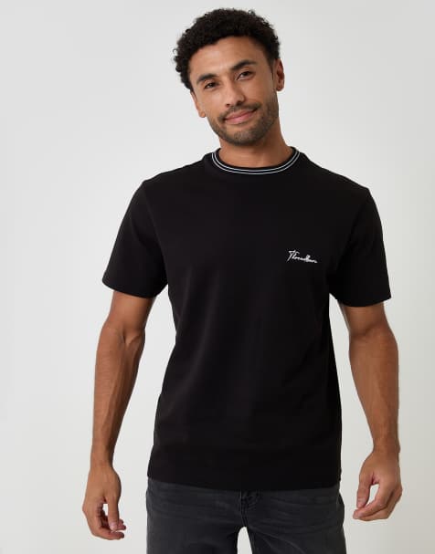 Threadbare Cotton crew neck script t-shirt in black