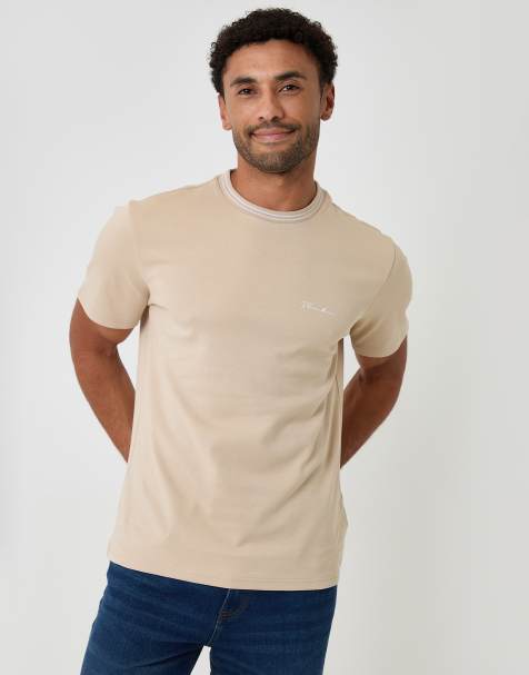 Threadbare Cotton crew neck script t-shirt in stone - view 1