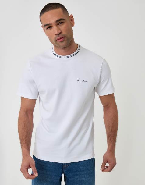 Threadbare Cotton crew neck script t-shirt in white - view 1