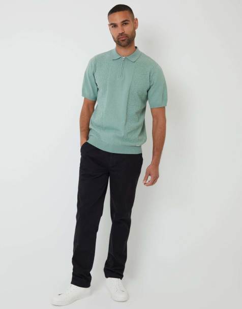 Threadbare Cotton elasticated waist chino trousers in black - view 1