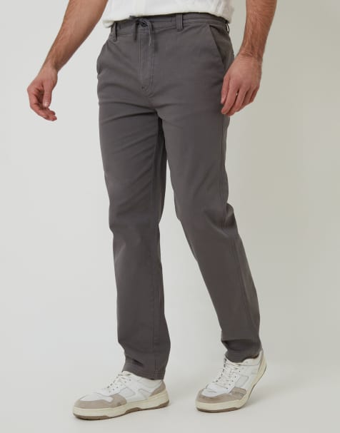 Threadbare Cotton elasticated waist chino trousers in dark grey - view 1