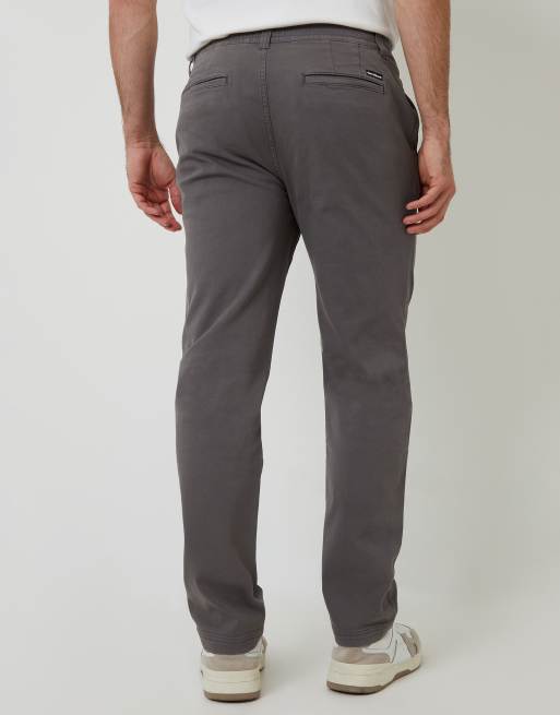 Threadbare Cotton elasticated waist chino trousers in dark grey, 2 of 4
